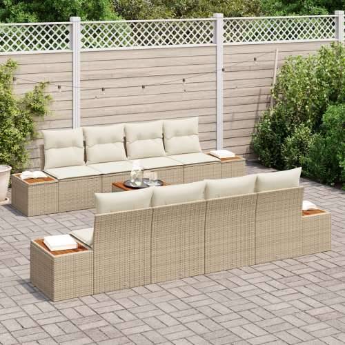 9-dijelni vrtni sofa set s jastučićima bež poli ratan akacija Cijena