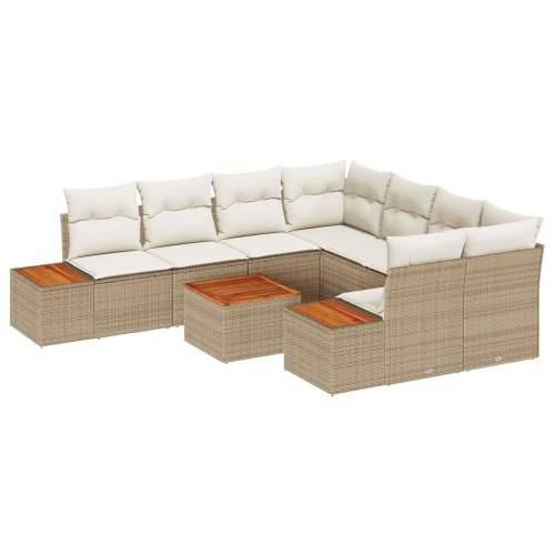 set od 9 komada vrtnih sofa s jastučićima bež poli ratan akacija Cijena