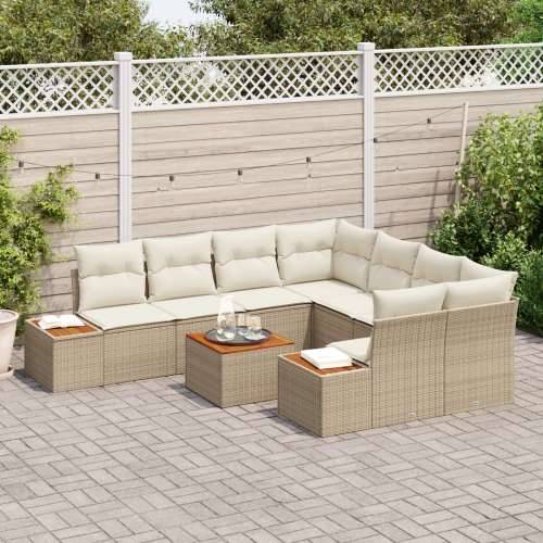 set od 9 komada vrtnih sofa s jastučićima bež poli ratan akacija Cijena