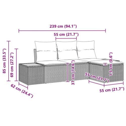 4-dijelni vrtni kauč set s jastučićima Bež poli ratan akacija Cijena