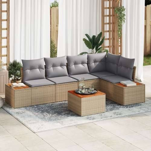 6-dijelni vrtni sofa set s jastučićima Bež Poli Ratan Akacija Cijena