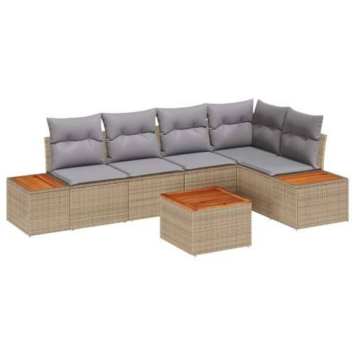 6-dijelni vrtni sofa set s jastučićima Bež Poli Ratan Akacija Cijena