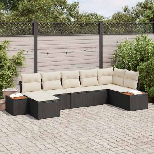 Set od 7 vrtnih sofa s jastučićima Crni poli ratan akacija Cijena