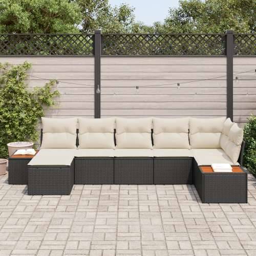 Set od 7 vrtnih sofa s jastučićima Crni poli ratan akacija Cijena