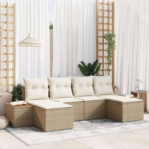 set od 6 vrtnih sofa s jastučićima bež Polirani ratan Cijena