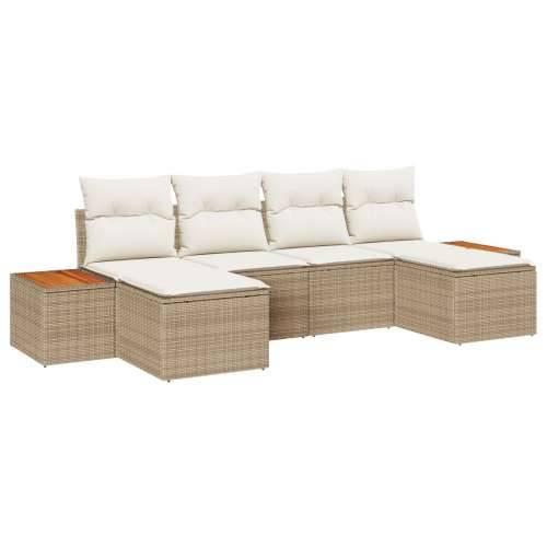 set od 6 vrtnih sofa s jastučićima bež Polirani ratan Cijena