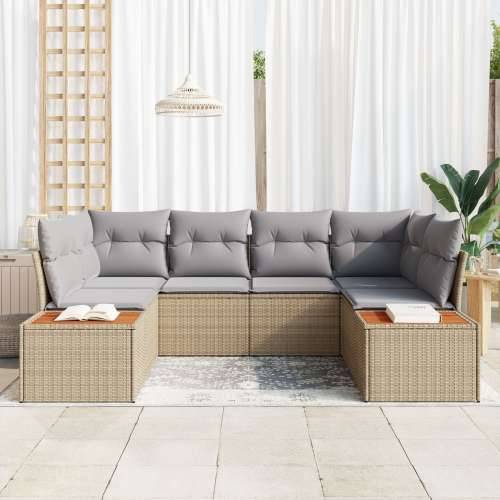 set vrtnih sofa od 6 s jastučićima, bež poli ratan akacija Cijena