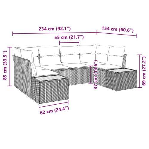 set vrtnih sofa od 6 s jastučićima, bež poli ratan akacija Cijena