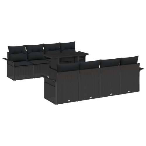 Vrtna garnitura - 9-dijelni set vrtnih sofa s Jastučićima Crni Poli Ratan Cijena