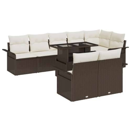 Set od 9 komada vrtnih sofa s jastučićima smeđe poliratana Cijena