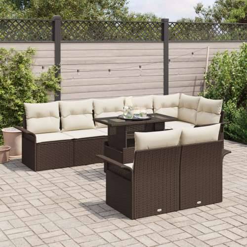 Set od 9 komada vrtnih sofa s jastučićima smeđe poliratana Cijena