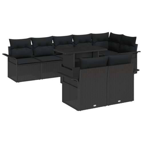 9-dijelni vrtni sofa set s jastučićima crni poli ratan Cijena
