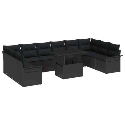 Set vrtne sofe od 11 komada s jastucima crne boje od poli rattan Cijena