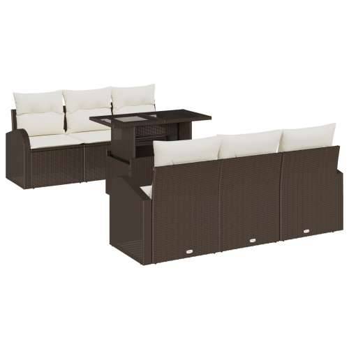7-dijelni vrtni sofa set s jastučićima smeđa poli ratan Cijena