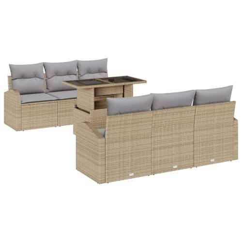 set od 7 vrtnih sofa s jastučićima bež poli ratan Cijena