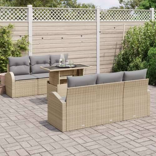 set od 7 vrtnih sofa s jastučićima bež poli ratan Cijena