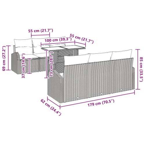 set od 7 vrtnih sofa s jastučićima bež poli ratan Cijena