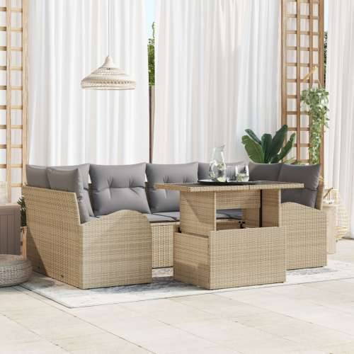 7-dijelni vrtni sofa set s jastučićima Bež Poli ratan Cijena