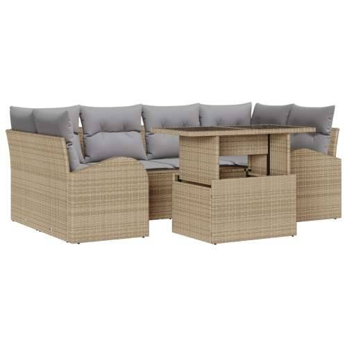 7-dijelni vrtni sofa set s jastučićima Bež Poli ratan Cijena