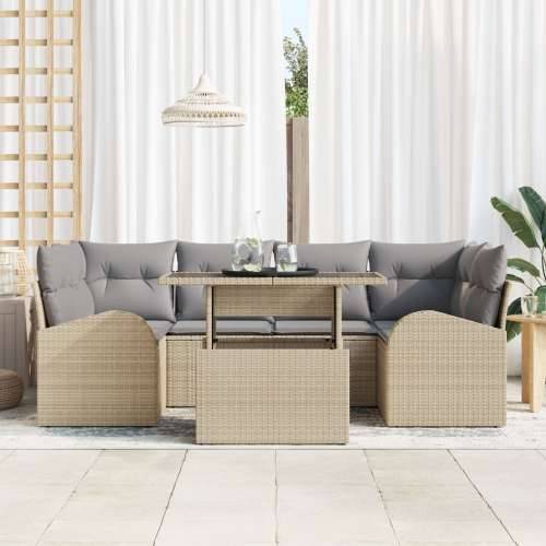 7-dijelni vrtni sofa set s jastučićima Bež Poli ratan Cijena