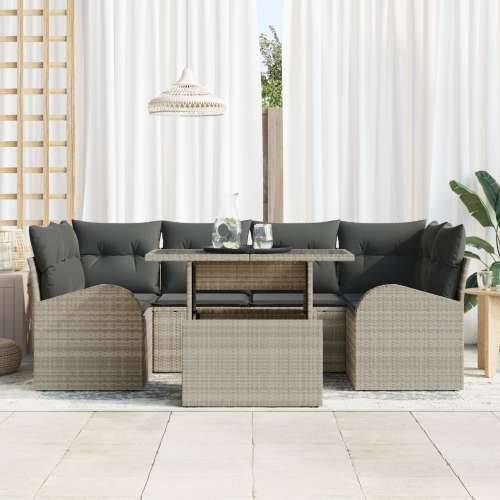 Vrtna garnitura - 7-dijelni set vrtnih sofa s jastučićima svijetlosive boje od ratana Cijena