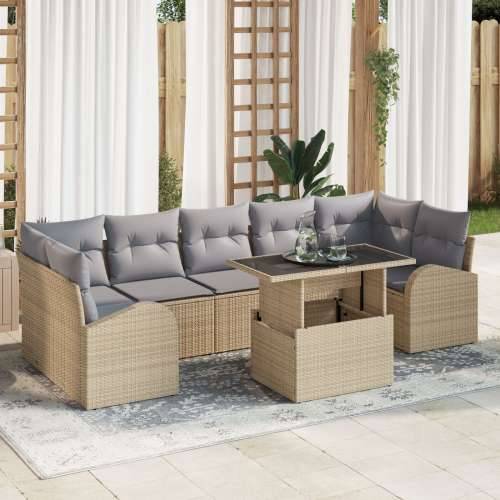 set od 8 komada vrtnih sofa s jastučićima bež poli ratan Cijena