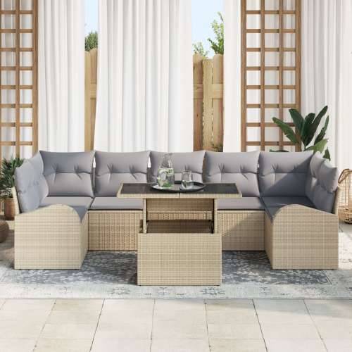 set od 8 komada vrtnih sofa s jastučićima bež poli ratan Cijena