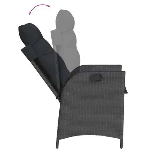 Vrtna garnitura - 5-dijelni vrtni blagovaonski set s jastucima od poliratana crni - 160 x 80 x 74 cm Bez naslona za noge 4 Cijena
