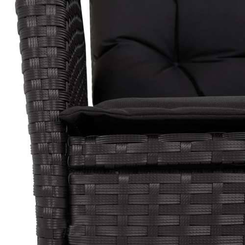 Vrtna garnitura - 5-dijelni vrtni blagovaonski set s jastucima od poliratana crni - 160 x 80 x 74 cm Bez naslona za noge 4 Cijena