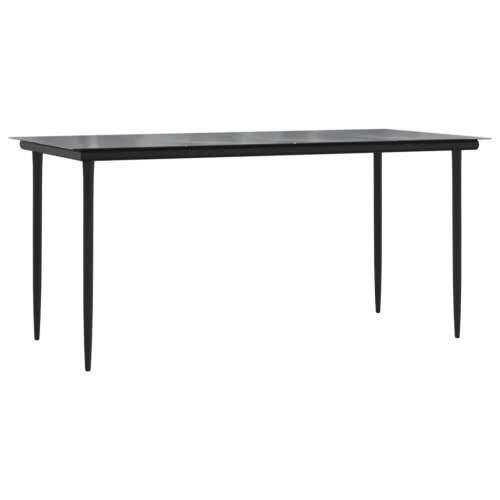 Vrtna garnitura - 5-dijelni vrtni blagovaonski set s jastucima od poliratana crni - 160 x 80 x 74 cm Bez naslona za noge 4 Cijena