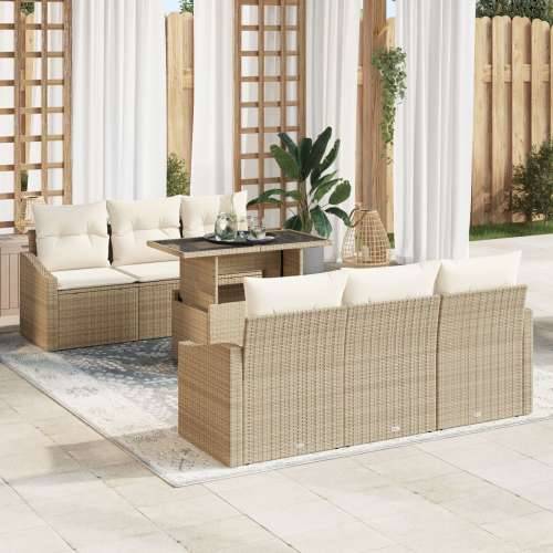 Set od 7 vrtnih sofa s jastučićima Bež Poli ratan Cijena