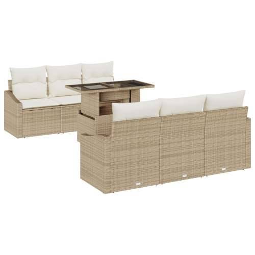 Set od 7 vrtnih sofa s jastučićima Bež Poli ratan Cijena