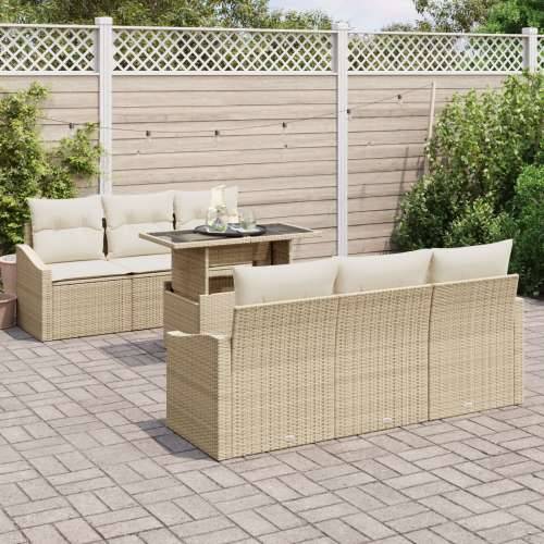 Set od 7 vrtnih sofa s jastučićima Bež Poli ratan Cijena