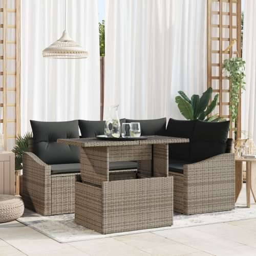 5-dijelni vrtni sofa set s jastucima siva poli ratan Cijena