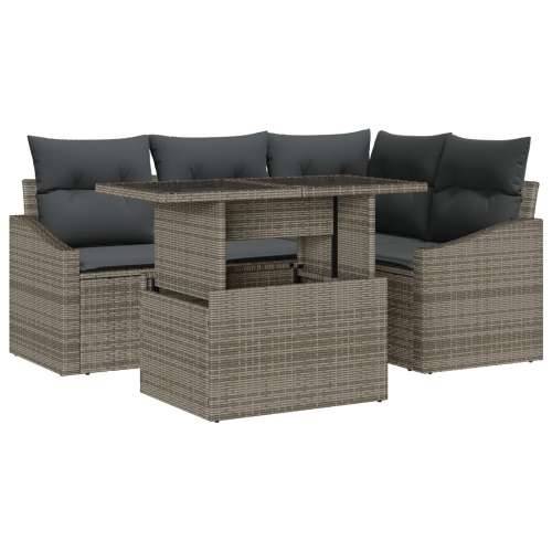 5-dijelni vrtni sofa set s jastucima siva poli ratan Cijena