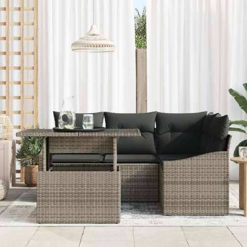 5-dijelni vrtni sofa set s jastucima siva poli ratan Cijena