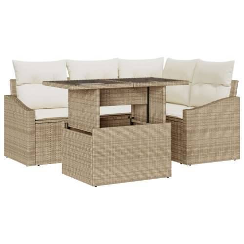 5-dijelni Vrtni Sofa Set s Jastučićima Bež Poli Ratan Cijena