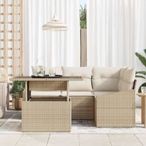 5-dijelni Vrtni Sofa Set s Jastučićima Bež Poli Ratan Cijena