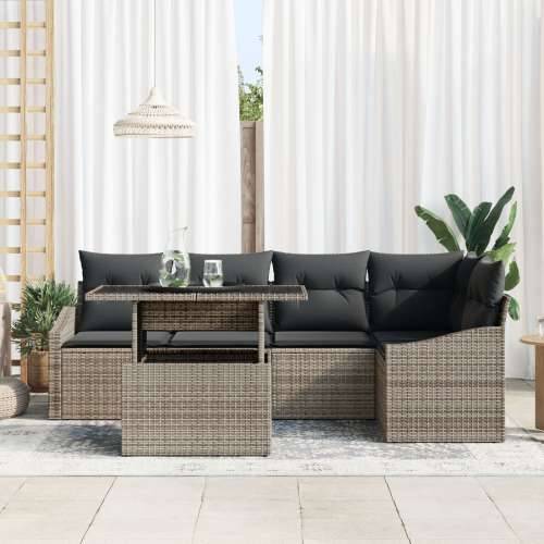 set od 6 dijelova sofa za vrt s jastučićima siva poli ratan Cijena