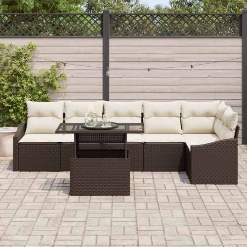 set od 7 komada vrtnih sofa s jastučićima smeđa poli ratan Cijena