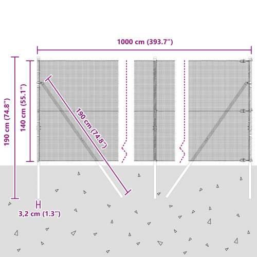 zavarena žičana ograda s 7 postova 1.4x10 m Galvanizirani čelik Cijena