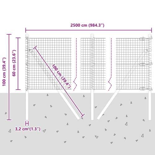 zavarena žičana ograda s 13 stupova 0.6x25 m Pocinčani čelik Cijena