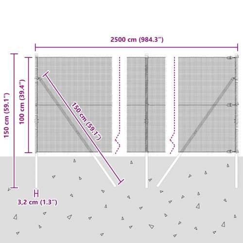 zavarena žičana ograda s 13 stupova 1x25 m Pocinčani čelik Cijena