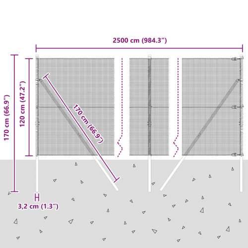 Zavarena žičana ograda s 13 postova 1.2x25 m Pocinčani čelik Cijena
