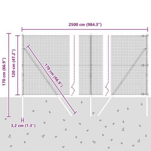 zavarena žičana ograda s 13 postova 1.2x25 m pocinčana čelika Cijena