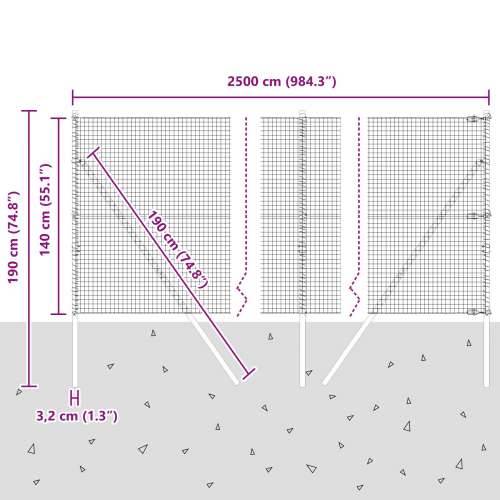 Zavarena žičana ograda s 13 stupova 1.4x25 m Galvanizirani čelik Cijena