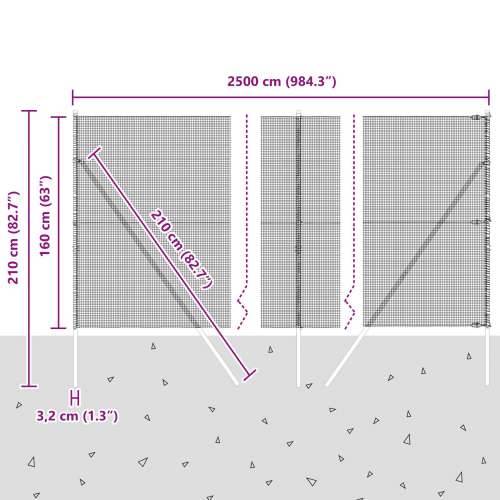 zavarena žičana ograda s 13 stupova 1.6x25 m pocinčani čelik Cijena