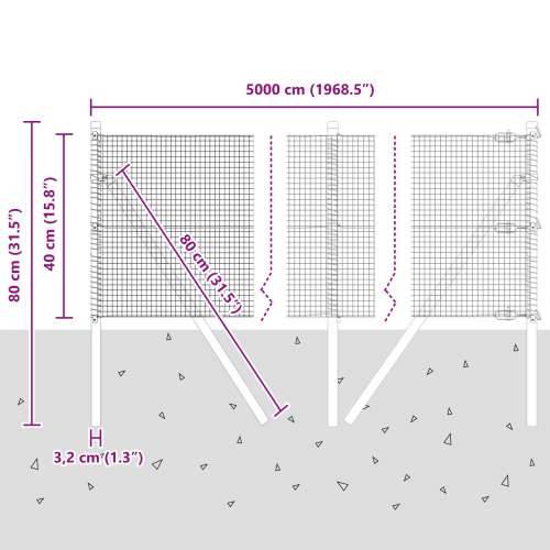Zavarena Ograda s 13 Stubova 0.4x50 m Pocinčana Čelika Cijena