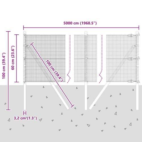 Zavarena žičana ograda s 13 stubova 0.6x50 m Pocinčani čelik Cijena