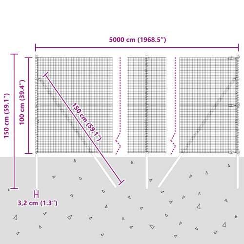 zavarena žičana ograda s 13 postova 1x50 m pocinčanog čelika Cijena